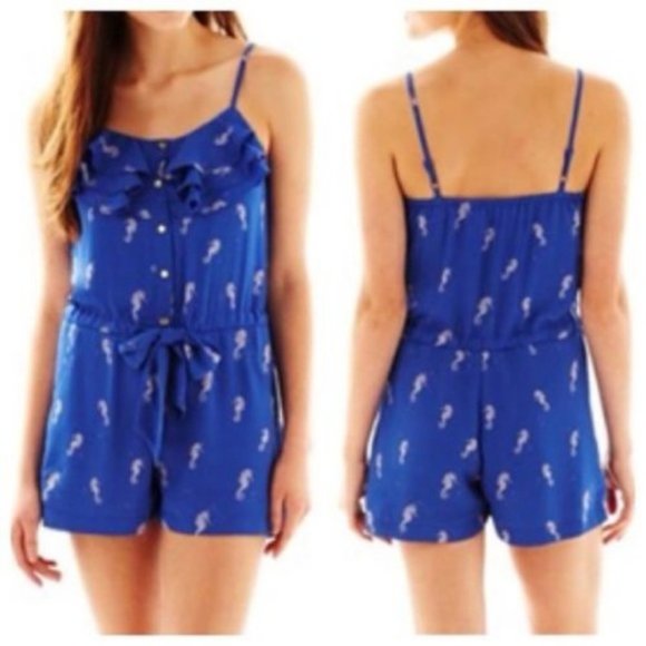 Nanette Lepore L 'Amour Seahorse Romper Blue SZ M - Picture 1 of 13